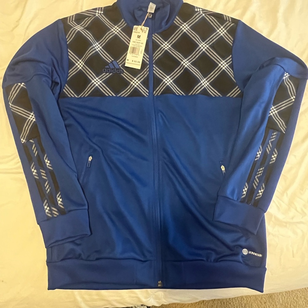Adidas Royal Blue Plaid Track Top